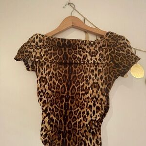 Leopard Print Off-Shoulder Top